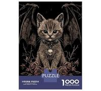 Puzzles for Adults 1000 Pieces Dark Gothic Kitten with Wings Jigsaw Puzzle Brain Teaser Game But Fun And Humorous Christmas Birthday Gifts 52x38cm/1000pcs
