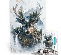 puzzles for adults 1000 pieces Deer Spirit of the Woods Spiele Spielzeug Geschenk mit passendem Poster und Quizblatt52x38cm