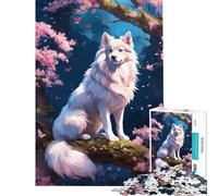 Puzzles for Adults 1000 Pieces Dog Cherry Blossom Learning Educational Toys Brain Teaser Game for The Whole for Women Men (Size 50x75cm)