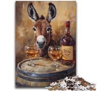 Puzzles for Adults 1000 Pieces Donkey on A Wine Barrel for Ages 14 And over Fun Games Fun Activities at Home, Birthday Gifts, Travel Gifts 50x75cm