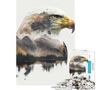 Puzzles for Adults 1000 Pieces Eagle Double Exposure Learning Educational Toys Brain Teaser Game for The Whole for Women Men (Size 38x26cm)