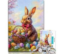 Puzzles for Adults 1000 Pieces Easter Bunny Adult Jigsaw,Staycation Kill Time with Fully Interlocking Randomly Shaped Pieces (size 75x50cm)
