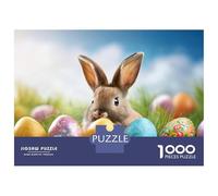 Puzzles for Adults 1000 Pieces Easter Bunny with Eggs Puzzles for Adults Brain Teaser Game Home Decoration Fun Activities at Home 70x50cm/1000pcs
