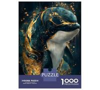 Puzzles for Adults 1000 Pieces Elegant Orca Whale with Gold Accents Jigsaws for Adults Brain Teaser Game Analysis And Logic Unique Birthday And Xmas Gifts 70x50cm/1000pcs