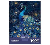 Puzzles for Adults 1000 Pieces Elegant Peacock in Starry Night Jigsaws for Adults Brain Teaser Game Analysis And Logic Unique Birthday And Xmas Gifts 52x38cm/1000pcs