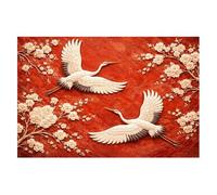 Puzzles for Adults 1000 Pieces Elegant White Cranes Amidst Blooming Cherry Blossoms Red Wooden Jigsaw Puzzles Challenging Fun Family Game Gifts Toy for Kids Seniors Party Boys Girls