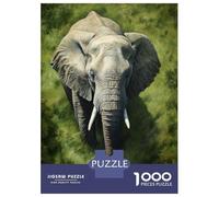 Puzzles for Adults 1000 Pieces Elephant in Grass Jigsaws for Adults Brain Teaser Game Analysis And Logic Unique Birthday And Xmas Gifts 38x26cm/1000pcs