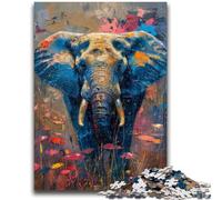 Puzzles for Adults 1000 Pieces Elephant Oil Painting 1000 Piece Jigsaw,Family Game Stress Reliever Difficult Challenge Suitable for Couples (50x75cm)