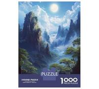 Puzzles for Adults 1000 Pieces Enchanted Mountain Valley with Full Moon Adult Jigsaw Puzzle Hands-on Game Staycation Kill Time Challenging Game Gifts 38x26cm/1000pcs