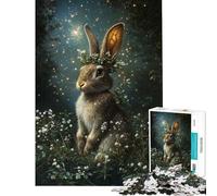 Puzzles for Adults 1000 Pieces Enchanted Rabbit with Floral Crown Help The Brain Exercise Wall Decoration Anti-Stress Toys for 14+ Puzzle Game Offered (50x75cm)