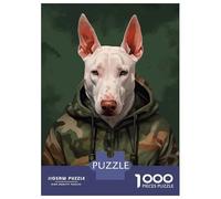 Puzzles for Adults 1000 Pieces English Bull Terrier Camo Jigsaws for Adults Brain Teaser Game Pattern Assembly Challenging Game Gifts 52x38cm/1000pcs