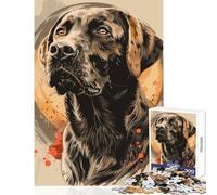 Puzzles for Adults 1000 Pieces Expressive Dog Portrait with Abstract Background Impossible Game Suitable for Couples Anti-Stress Toys Birthday Present, Gifts, (38X26CM)