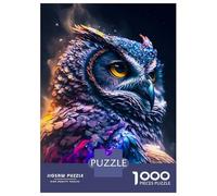 Puzzles for Adults 1000 Pieces Fantastic Owl Jigsaws for Adults Brain Teaser Game Pattern Assembly Challenging Game Gifts 52x38cm/1000pcs