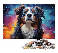 Puzzles for Adults 1000 Pieces Fantasy Colorful Starry Sky Dog Precision Cut Jigsaw Puzzle Good Gift 1000 PCS(38x26cm)