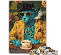 Puzzles for Adults 1000 Pieces Fashion Leopard Difficult And Challenge with Matching Poster And Trivia Sheet for Age 14 50x75cm