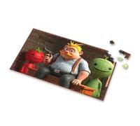 Puzzles For Adults 1000 Pieces Fat Man With Mustache Holding Gun Next To Tomato And Alien Picture Puzzle Puzzle Board Puzzles For Toddlers 2-4(300PCS)