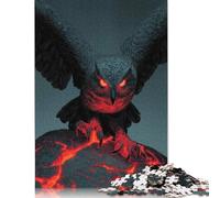 Puzzles For Adults 1000 Pieces Fiery Owl Perched on Lava Rock Puzzle Paper Jigsaw Puzzle For Adults, Teens And Challenge Toy 38x26cm/1000pcs
