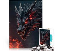 puzzles for adults 1000 pieces fire angry black dragon Stress Reliever Staycation Kill time deal as gifts for the whole family 50x70cm