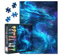 Puzzles for Adults 1000 Pieces Flame Blue Dragon 1000 Piece Puzzles Mythical Creatures Puzzle Blue Dragon Funny Puzzle Family Challenge Game Gifts for Family and Friends Size : 50x70cm