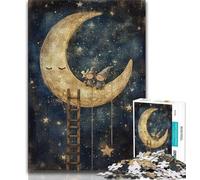 Puzzles for Adults 1000 Pieces Flamingos Under The Moon Puzzles for Teenagers,Stress Reliever Staycation Kill Time Enhance Love between Couples 26x38cm