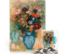 puzzles for adults 1000 pieces Fleurs dans un vase bleu Schwierig und herausfordernd Wunschliste mit dem Weihnachtsmann38x26cm