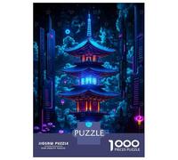 Puzzles for Adults 1000 Pieces Floating Pagoda with Lotus Flowers Japan Puzzles for Adults Brain Teaser Game Home Decoration Fun Activities at Home 52x38cm/1000pcs