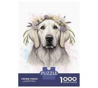Puzzles for Adults 1000 Pieces Floral Great Pyrenees Dog Jigsaws for Adults Brain Teaser Game Pattern Assembly Challenging Game Gifts 70x50cm/1000pcs