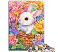 Puzzles for Adults 1000 Pieces Flower Bunny for Age 14+ Educational Games For Adults And Teenagers Artwork Gift 26x38cm