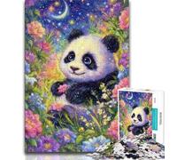 Puzzles for Adults 1000 Pieces Flower Panda,Help The Brain Exercise Addictive Toys to Cultivate Patience Perfect Decoration (38x26cm)