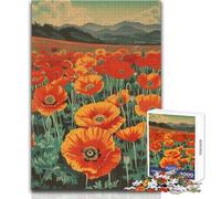 Puzzles for Adults 1000 Pieces Flower Red Fire Poppy Tough Challenge Hands-on Game for And from 14 Years And over (size 38x52cm)