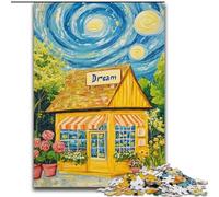 Puzzles for Adults 1000 Pieces Flower Shop Under The Night Sky, Family Game Stress Reliever Difficult Challenge Enhance Love between Couples (Size 50x75cm)