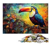 Puzzles for Adults 1000 Pieces Flowered Toucan Jigsaw Puzzle A Work of Art for And Teenager Age 14 Years Up 1000 PCS(38x26cm)