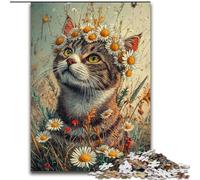 Puzzles for Adults 1000 Pieces Flowers And Cats, Family Game Stress Reliever Difficult Challenge A Work of Art for Ages 14+ (Size 50x75cm)