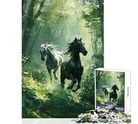 Puzzles for Adults 1000 Pieces Forest Galloping Duo Jigsaw 1000 Pieces Educational Games Great Gifts And Toys Hand Speed Race (50x75cm)