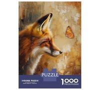 Puzzles for Adults 1000 Pieces Fox Butterfly Oil Painting Puzzles for Adults Brain Teaser Game Home Decoration Fun Activities at Home 70x50cm/1000pcs