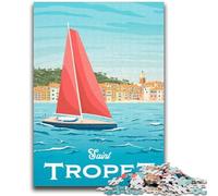 Puzzles for Adults 1000 Pieces France Beach Cityscape 1000 Pieces for Teenagers,Stress Reliever Staycation Kill Time Parent-child Interaction (50x75cm)