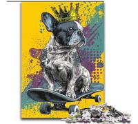 Puzzles for Adults 1000 Pieces French Bulldog Skateboarding, Decompressing Intellectual Educational Toy Is Ideal As Gifts for The Whole Family (Size 50x75cm)