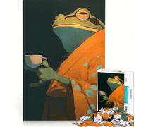 Puzzles for Adults 1000 Pieces Frog in Kimono Drinking Tea, Brain Teaser Game, Difficult Hard, Deal As Gifts for The Whole Family 50x75cm