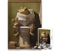 Puzzles for Adults 1000 Pieces Frog on Toilet Newspaper Brainteaser Family Games Staycation Kill Time Gifts Ideas Size 50x75cm