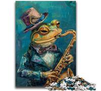 Puzzles for Adults 1000 Pieces Frog Playing Saxophone Stress Reliever Difficult Challenge Unique Home Decor And Gifts 50x75cm