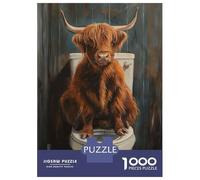 Puzzles for Adults 1000 Pieces Funny Highland Cow Toilet Puzzles for Adults Brain Teaser Game Home Decoration Fun Activities at Home 52x38cm/1000pcs