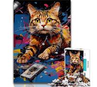 Puzzles for Adults 1000 Pieces Futuristic Cat 1000 Piece Jigsaw,Educational Stress Relief Toy Gifts for Friends And Family (size 38x26cm)