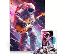 Puzzles for Adults 1000 Pieces Galactic Astronaut Guitar, Brain Teaser Game, Difficult Hard, Deal As Gifts for The Whole Family 38x52cm