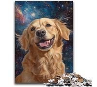 Puzzles for Adults 1000 Pieces Galaxy Golden Retriever Puzzles for Teenagers,Stress Reliever Staycation Kill Time Enhance Love between Couples (38x26cm)