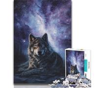 Puzzles for Adults 1000 Pieces Galaxy Wolf 1000 Piece Jigsaw,Staycation Kill Time with Matching Poster And Trivia Sheet 26x38cm