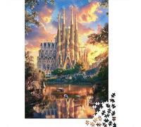 Puzzles for Adults 1000 Pieces Gaudi's Sagrada Familia Sunset Jigsaw for Adults Brain Teaser Game Wall Decoration Christmas Birthday Gifts 38x26cm/1000pcs