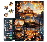 Puzzles for Adults 1000 Pieces, Gazebo on the Lake in Autumn Puzzle, Impossible 1000 Piece Jigsaw Puzzles for Home Wall Decor, 19.5 x 27.5 Inch