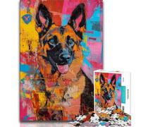 Puzzles for Adults 1000 Pieces German Shepherd 1000 Pieces for Teenagers,Brain Intelligence Challenge Addictive Toys for Home Decoration 38x26cm