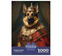 Puzzles for Adults 1000 Pieces German Shepherd The King Puzzles for Adults Brain Teaser Game Home Decoration Fun Activities at Home 38x26cm/1000pcs