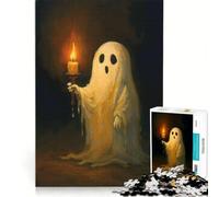 Puzzles for Adults 1000 Pieces Ghost Holding Candle in Dark Painting, Brain Teaser Game, Difficult Hard, Deal As Gifts for The Whole Family 38x26cm